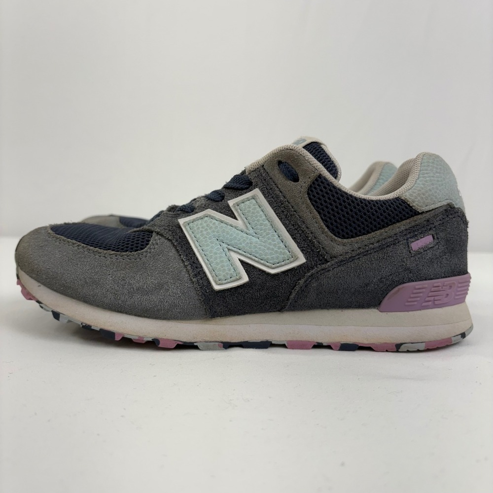 New Balance 574 Big Kids Marble Street Suede Sneakers Vintage Indigo Size 4Y